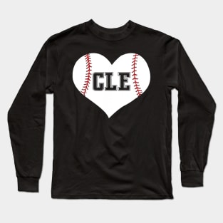 Cleveland Ohio Baseball Love Heart CLE Jersey Fan Long Sleeve T-Shirt